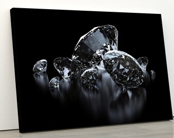 Luxury Diamonds On Black Background | Office Decor | Jewelry Decor | Luxury Decor | Art Prints | Jewelry Wall Art | Aesthetic Room Decor |