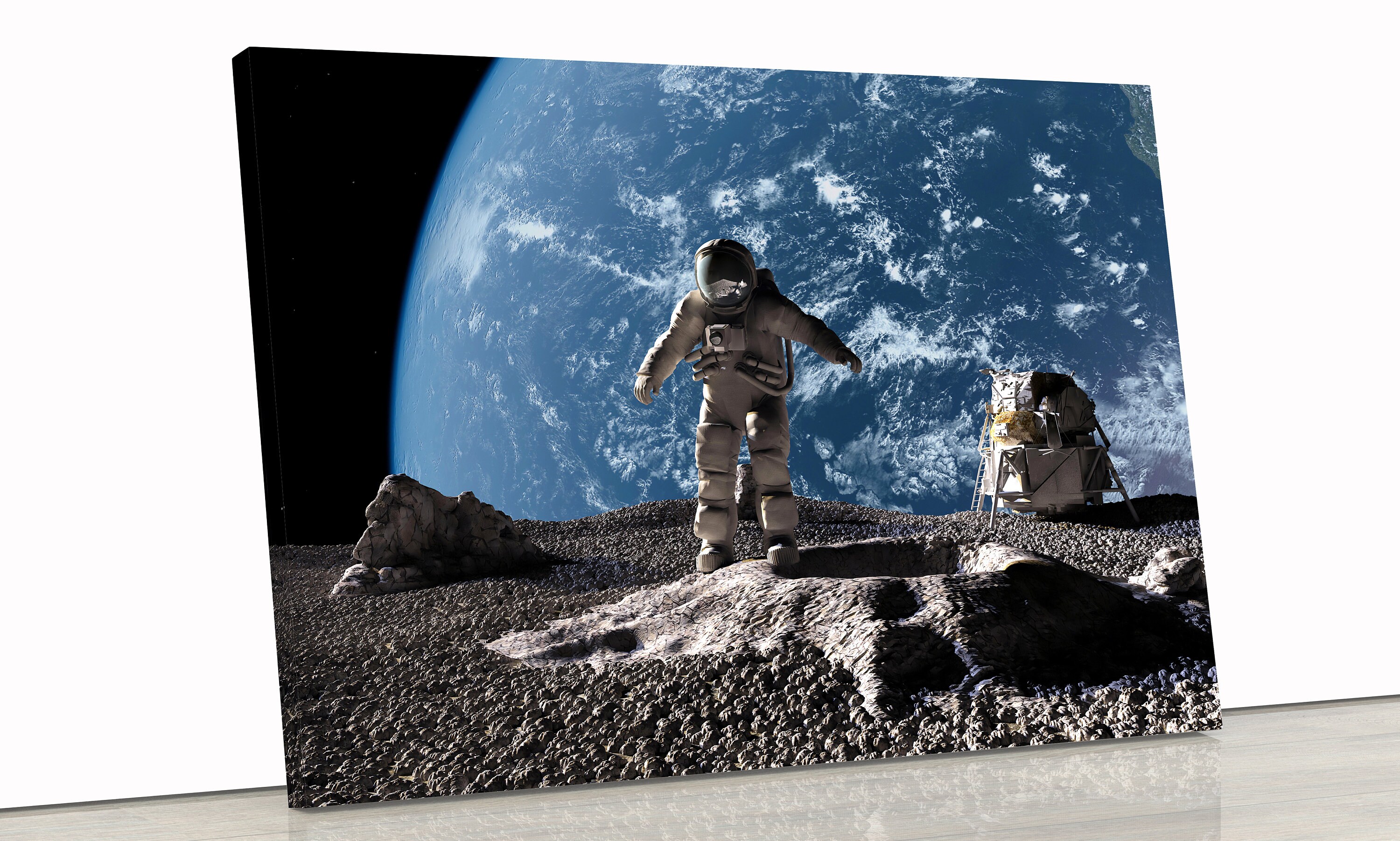 Astronaut on the Moon Canvas Art, Space Poster - Etsy