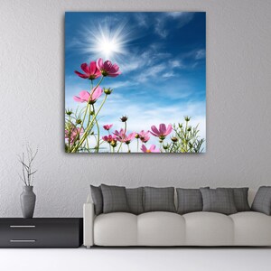 Cosmos Flowers Under The Sky | Painting On Canvas | Portrait Canvas | Nature Prints | Birthday Gifts | Portrait Canvas Art | Flowers Image Bild 5