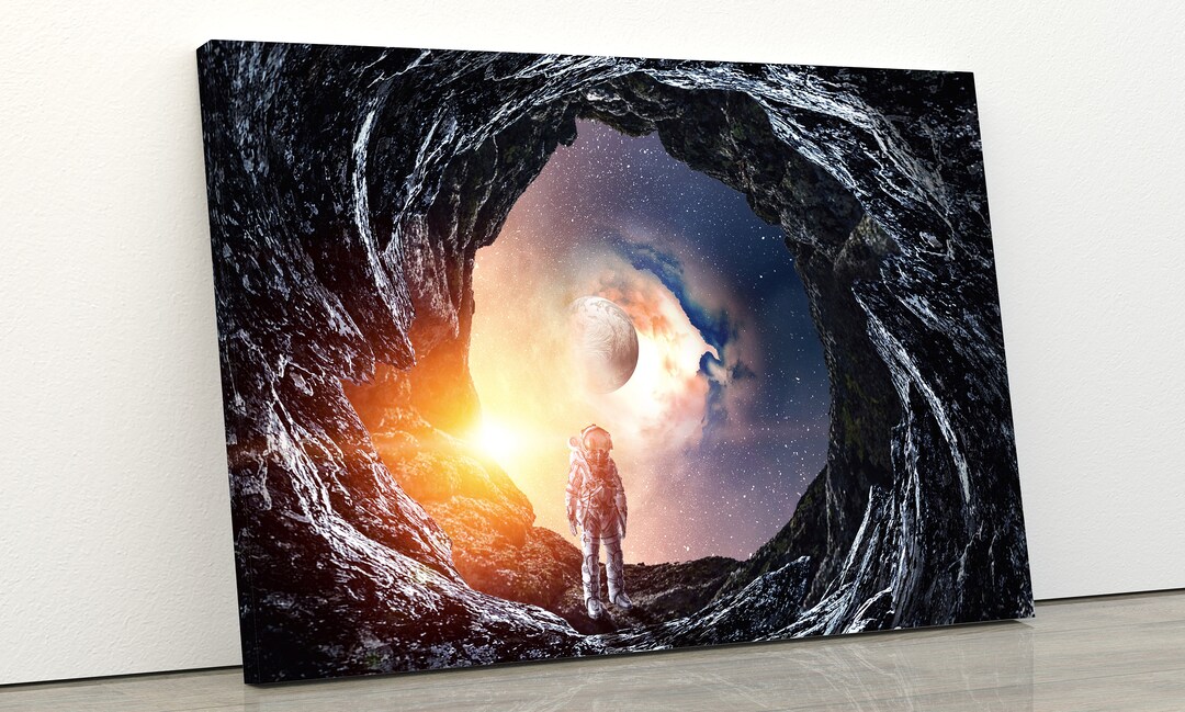 Astronaut in Space Hole, Astronaut Wall Art Canvas Print, Room Decor ...