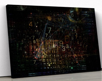 Data Cloud Canvas Print | Abstract Numbers, Network Art