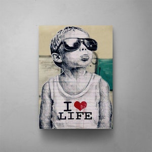 I Love Life Banksy Graffiti Wall 5 Piece Canvas Prints Wall Art - Pain –  UnixCanvas