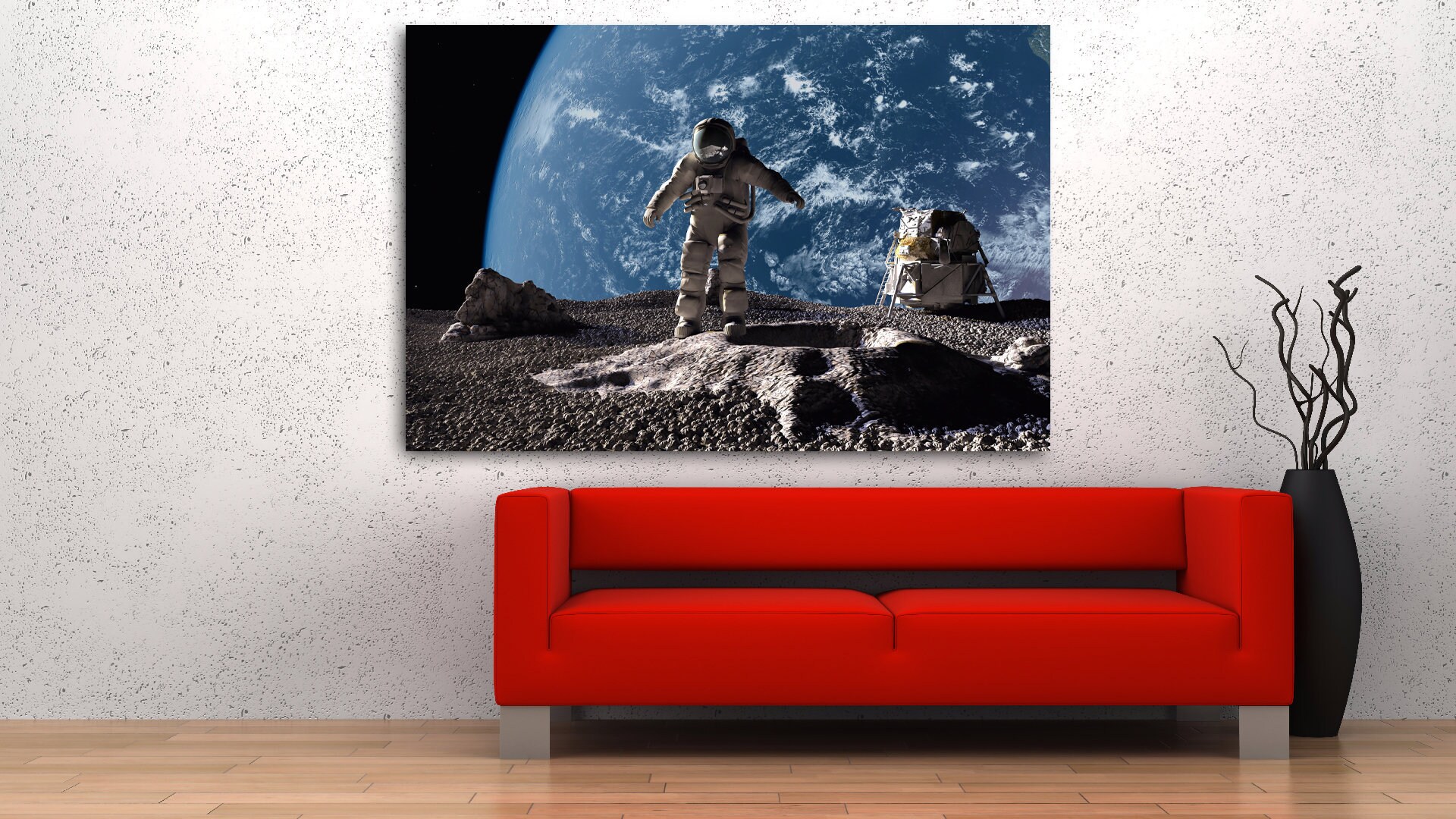Astronaut on the Moon Canvas Art, Space Poster - Etsy
