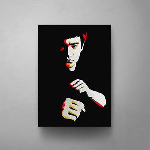 Tableau Toile Bruce Lee Style Pop Art Banksy - Décoration Murale Street Art Légende - Neuf Sur Châssis