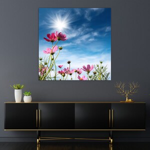 Cosmos Flowers Under The Sky | Painting On Canvas | Portrait Canvas | Nature Prints | Birthday Gifts | Portrait Canvas Art | Flowers Image Bild 2