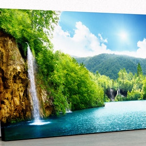 Waterfall In Deep Forest | Beautiful Scenery | Waterfall Art | Printable Wall Art | Natural Decor | Contemporary Art| Beautiful Print |