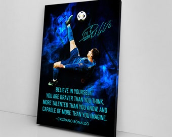 Motivational Canvas Art - Cristiano Ronaldo Sports Stars, Inspirational Wall Art, Quote Printable Wall Art, Framed CANVAS, Fathers Day Gifts