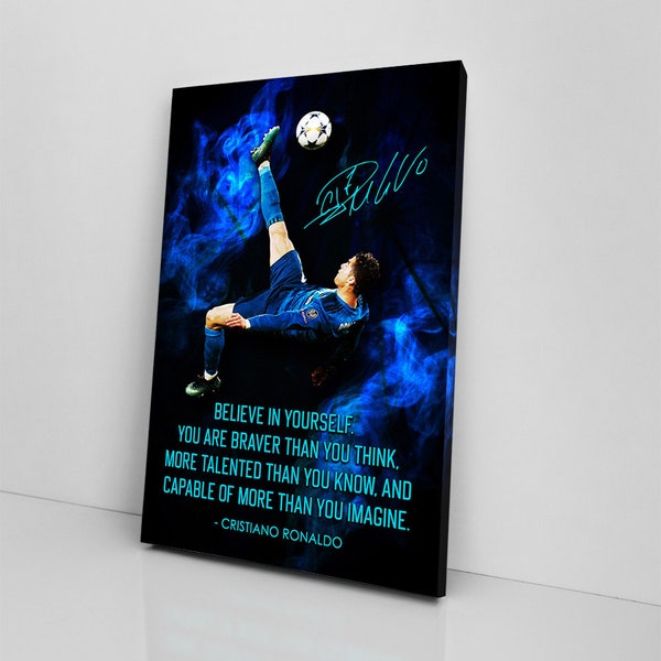 Motivational Canvas Art - Cristiano Ronaldo Sports Stars, Inspirational Wall Art, Quote Printable Wall Art, Framed CANVAS, Fathers Day Gifts