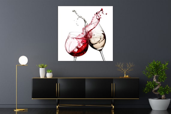Red and White Wine Splash, WINE Glasses, Kitchen Decor, Wine Gifts, Kitchen  Wall Decor Canvas, Birthday Gifts for Her, Housewarming Gifts 