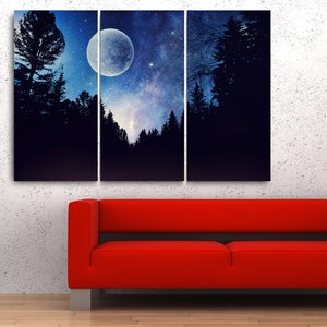 Full Moon in Night Starry Sky | Beauty of Nature | Forest Wall Art ...