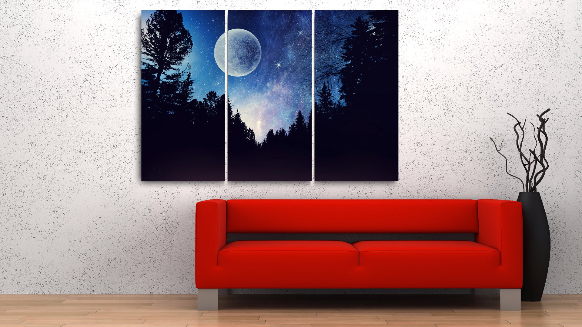 Full Moon in Night Starry Sky | Beauty of Nature | Forest Wall Art ...