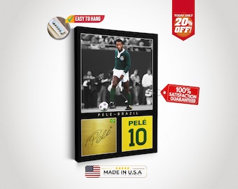 Pelé Football Poster, Canvas Wall Art, Sports Poster Art Print, Sports Bedroom Posters, Soccer Gifts, Ready to Hang Decor, Perfect Gift