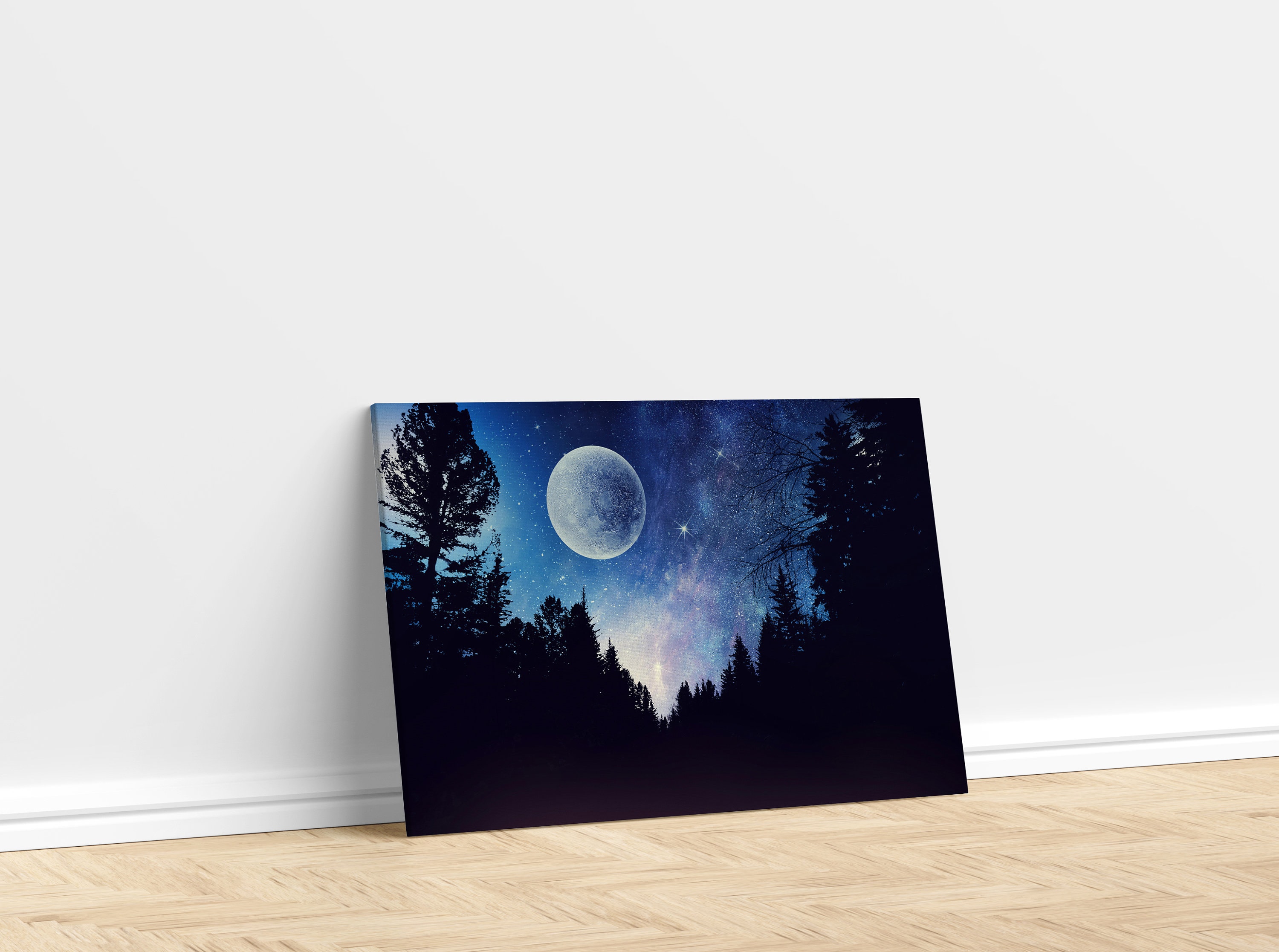Full Moon in Night Starry Sky | Beauty of Nature | Forest Wall Art ...