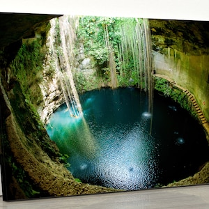Ik-Kil Cenote, Chichen Itza, Mexico | Landscape Painting | Nature Wall Decor | Mexico Art Canvas | Home Decor | Wall Art Decor | Posters |