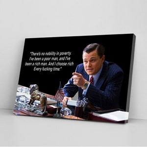Wolf of Wall Street Canvas Movie Poster, Motivational Canvas, Leonardo DiCaprio, Poster Print Wall Art, Home and Office Decor, Man Cave