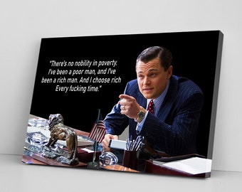 Wolf of Wall Street Canvas, Leonardo DiCaprio, Motivational Wall Art