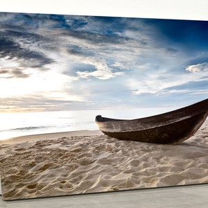 Boat On Canvas | Landscape Painting | Nature Wall Decor | Exotic Canvas | Landscape Print | Tropical Art | Boat Art | Dinghy Picture |