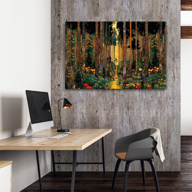 Enchanted Forest Canvas Wall Art, Colorful Woodland Landscape Print ...