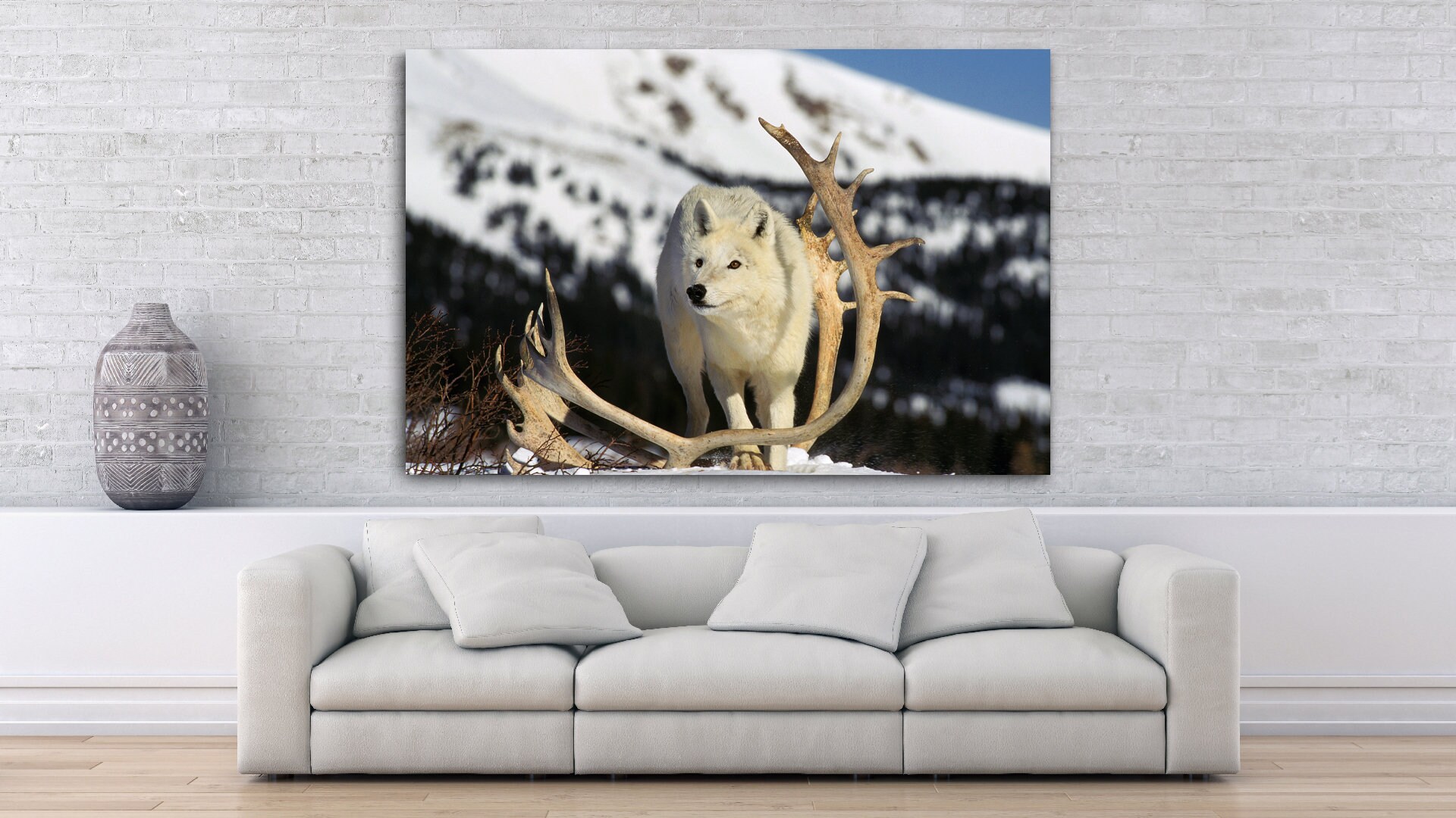 Arctic Wolf White Wolf Canvas Wall Art Wolf Wall Art Etsy