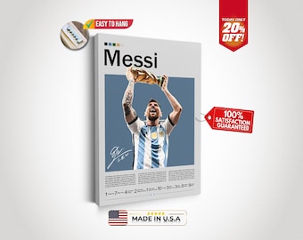 Lionel Messi Champion Cup Canvas, Sport Wall Art