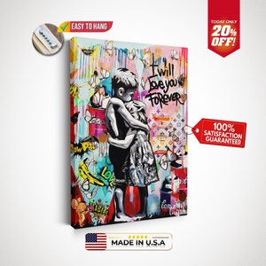 BANKSY &quot;I Love You Forever&quot; Inspired Artwork Graffiti Wall Art, Room Decor, Street Art Poster, Canvas Pop Art, Colorful Home Wall Decor Gift