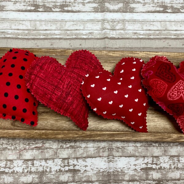 Red Heart Valentine's Day Decoración Del Día de San Valentín Regalos Farmhouse Fabric Heart Set Fabric Hearts Bowl Filler HeartShaped Home Decor