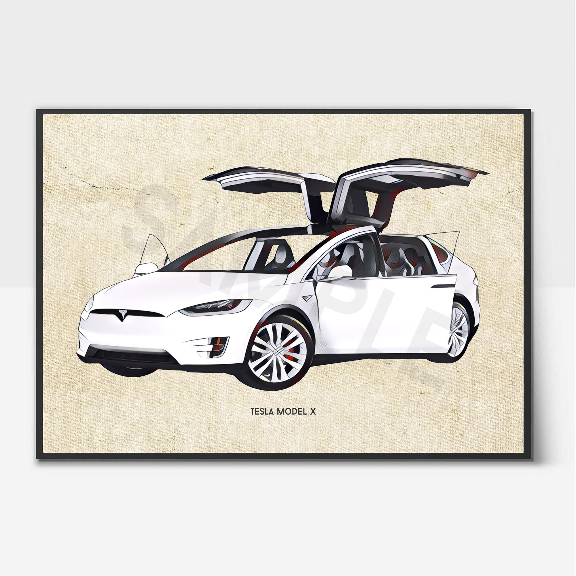 tesla model x printable wall art print download digital file etsy