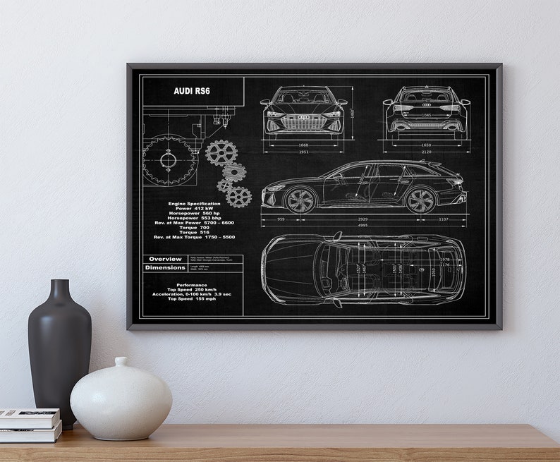 Audi Rs6 Blueprint Wall Art Print Download Digital File Gallery Car Lover Gift For Him Printable Artwork High Quality Prints Art Collectibles Prints Delage Com Br