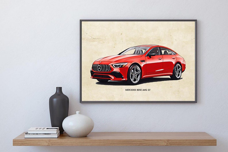 Digital File Car Artwork Mercedes Benz AMG GT Sketch Printable Wall Art Great Gifts for Car Lover Print Download