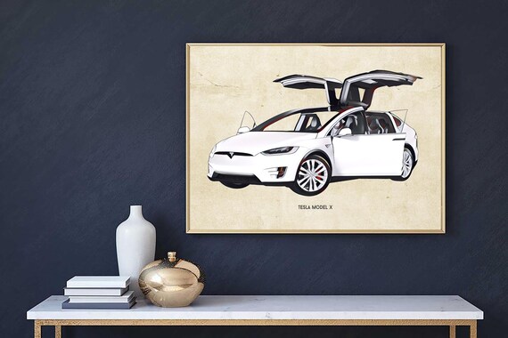 tesla model x printable wall art print download digital file etsy australia