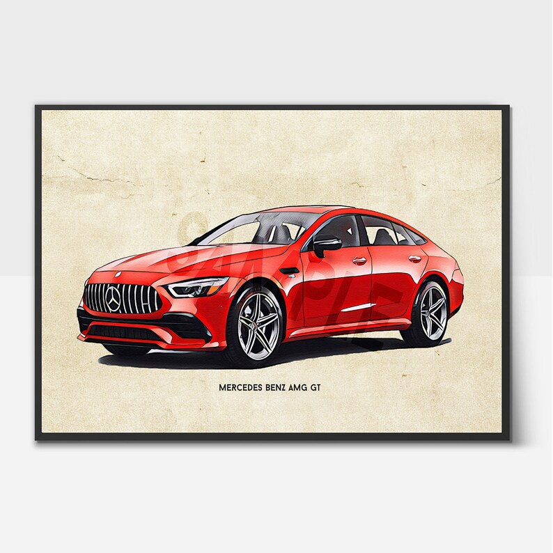 Digital File Car Artwork Mercedes Benz AMG GT Sketch Printable Wall Art Great Gifts for Car Lover Print Download