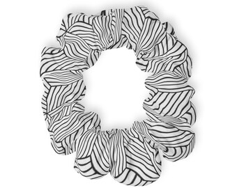 Scrunchie de fiesta en bloque en blanco y negro