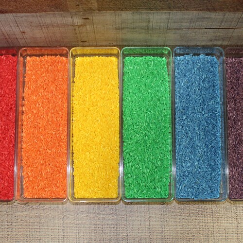Rainbow Colored Rice for Sensory Bins Six Cups One Cup of - Etsy