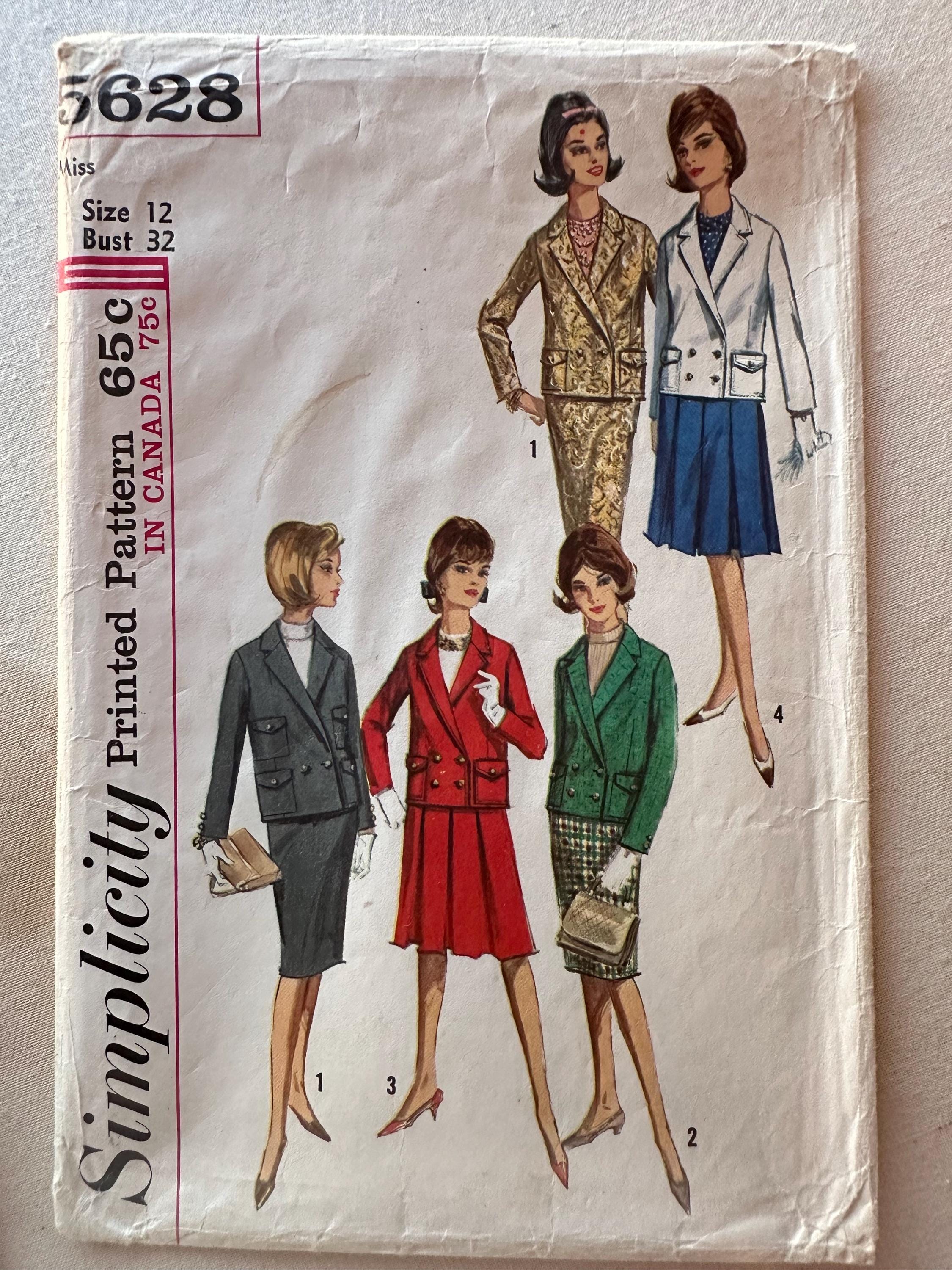 Simplicity Pattern5628 1960s Suit Sewing Pattern: Simplicity 5628, Size 12, Double-breasted ...