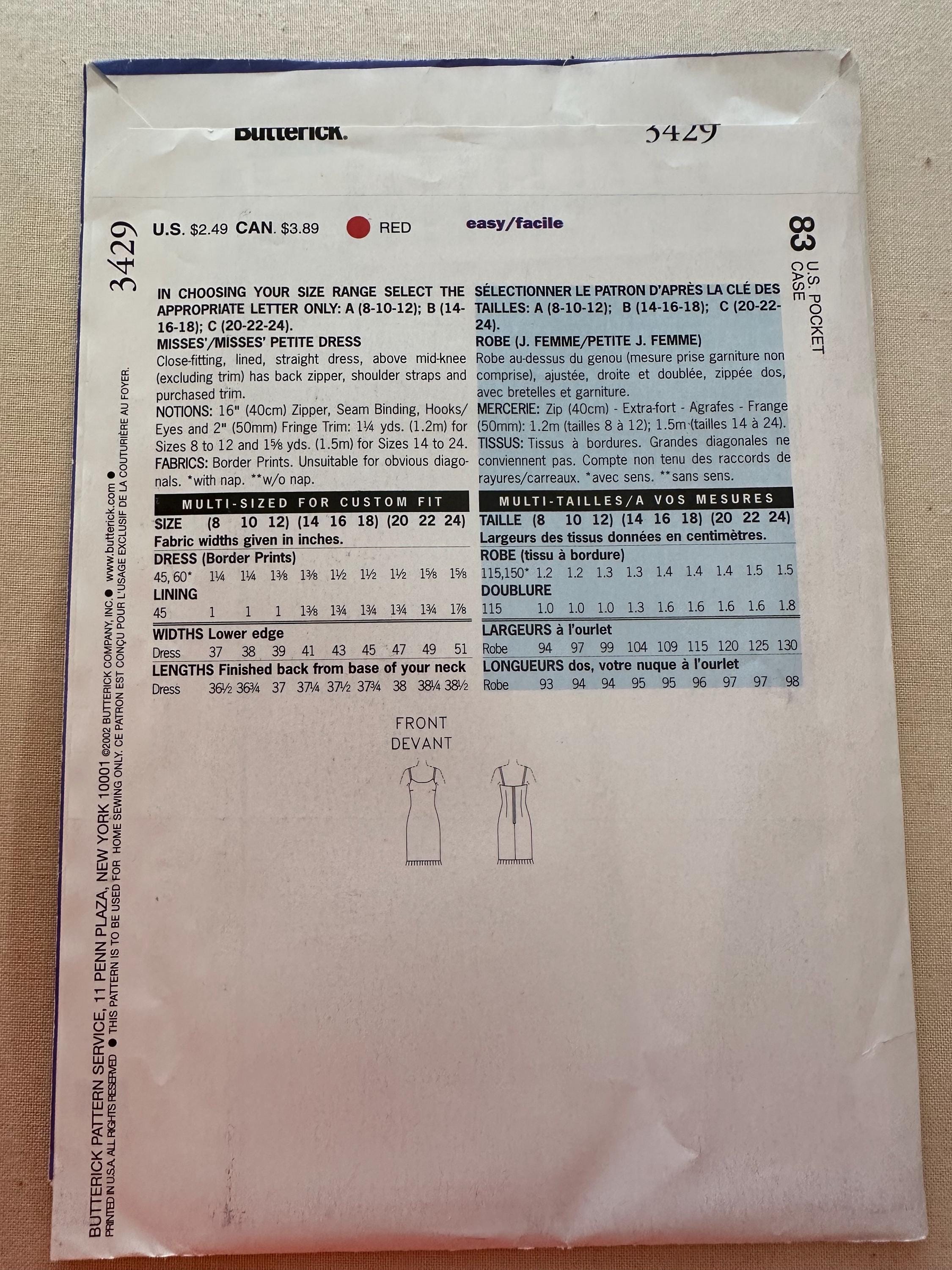 Form-fitting Dress Sewing Pattern: See and Sew 3429, Size 8-18 - Etsy