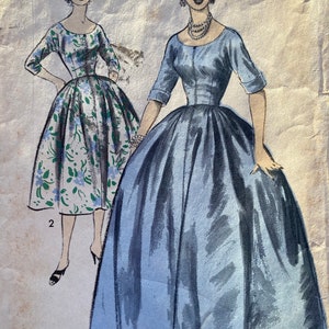 1950s Advance 6908 Hostess Dress or Housecoat Size 14 Bust 32 Vintage Sewing Gown