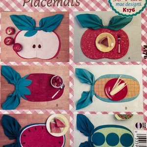 Kwik Sew Bountiful Placemats K176 (Fruit Designs) by ellie mae Vintage Sewing Pattern