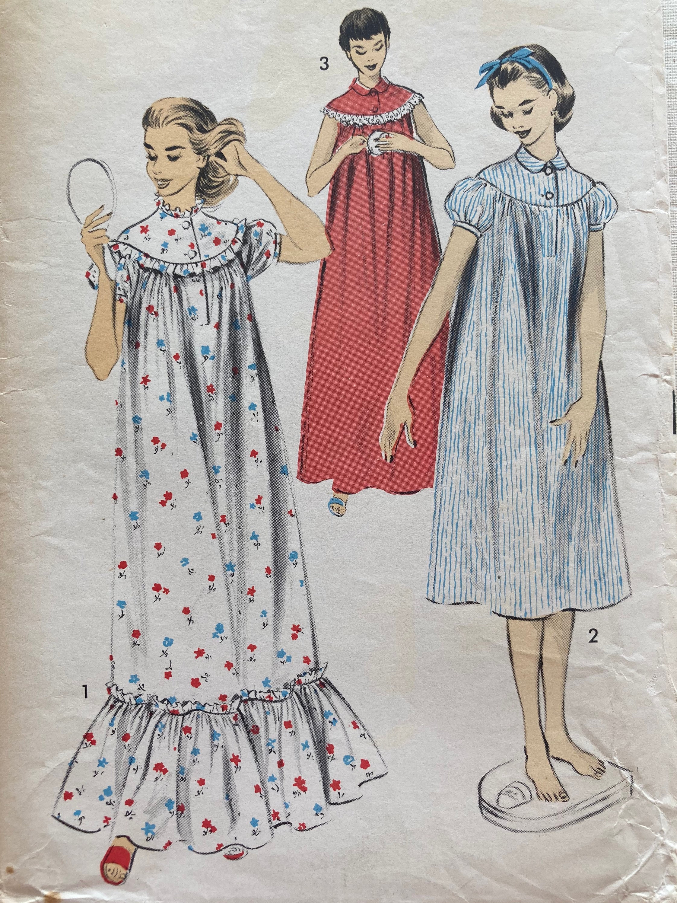 Advance 7819 Misses Nightgown Size 12 Bust 30 50s Vintage