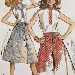 Kwik Sew 673 / Knit Top and Woven Drawstring Skirt / Sizes 6 - 8 - 10 / 70s Vintage Sewing Pattern