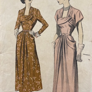 Advance 5223 / 1940s Evening Dress / Size 14 Bust 32 / Vintage Sewing Pattern / Unused