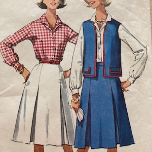 1960s Simplicity 5931 Pleated Skirt, Vest, and Blouse Size 20 Bust 40 Vintage Sewing Pattern