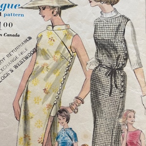 Vogue 5264 / Sheath Dress with Mandarin Collar, Jumper, and Shorts / Size 12 Bust 32 / 60s Vintage Sewing Pattern