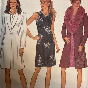 New Look 6788 / Coat with Detachable Fur Collar, Dress / Size 8-18 / Vintage Sewing Pattern
