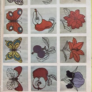 1960s McCall's 8294  12 Stamp-n-Stitch Machine Trims Fruit and Butterfly Pattern Transfers Vintage Sewing Pattern, Embroidery Pattern