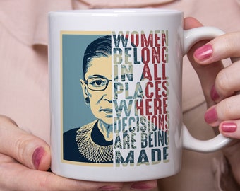 Notorious Ruth Bader Ginsburg RBG Ceramic Coffee Mug, I Dissent Ginsberg Feminist Pride Justice Art, Gift for Her Girlfriend Women Woman