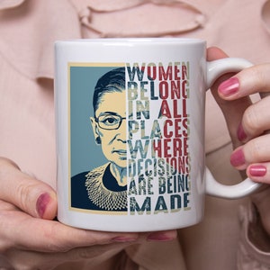 Notorious Ruth Bader Ginsburg RBG Ceramic Coffee Mug, I Dissent Ginsberg Feminist Pride Justice Art, Gift for Her Girlfriend Women Woman