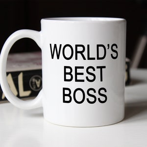 Worlds Best Boss Mug Gift From the Office TV Series (US), Best Gifts for Him Dad Father Daddy, Michael Scott Gift for Business Owner Manager