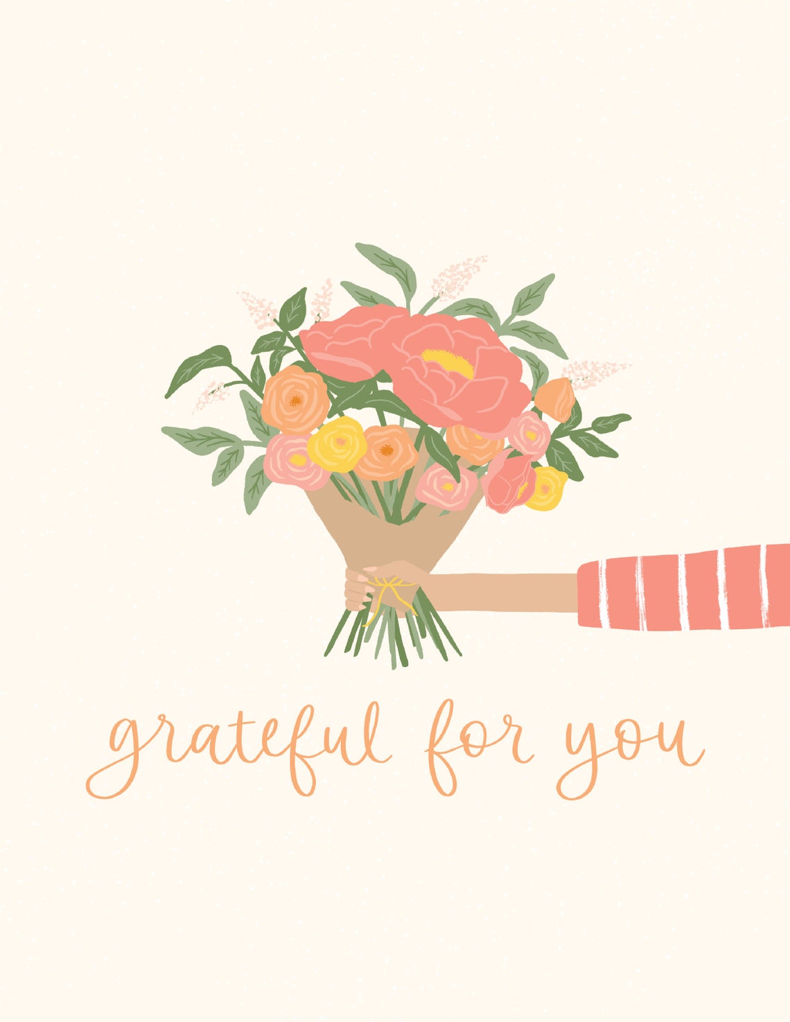 Grateful For You Bouquet Card Etsy