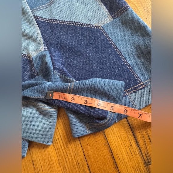 70s Vintage Faux Denim High Waisted Patchwork sho… - image 6