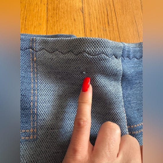 70s Vintage Faux Denim High Waisted Patchwork sho… - image 5